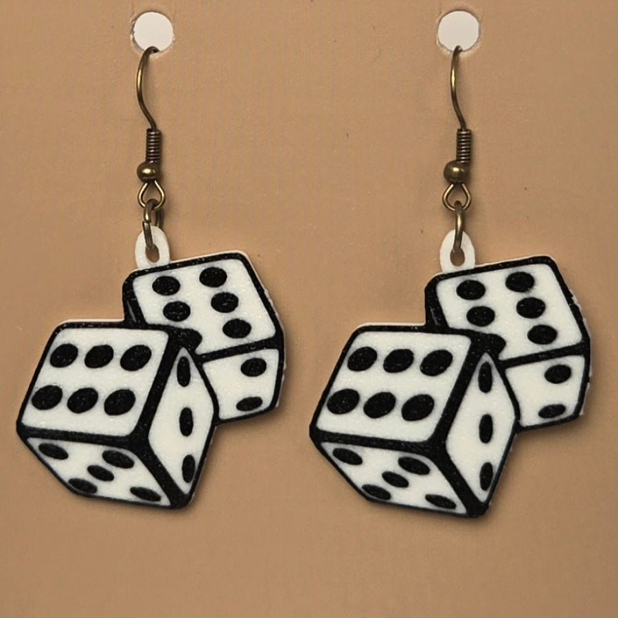 Boucle d'oreille en forme de Dé avec crochets hypoallergéniques sans nickel